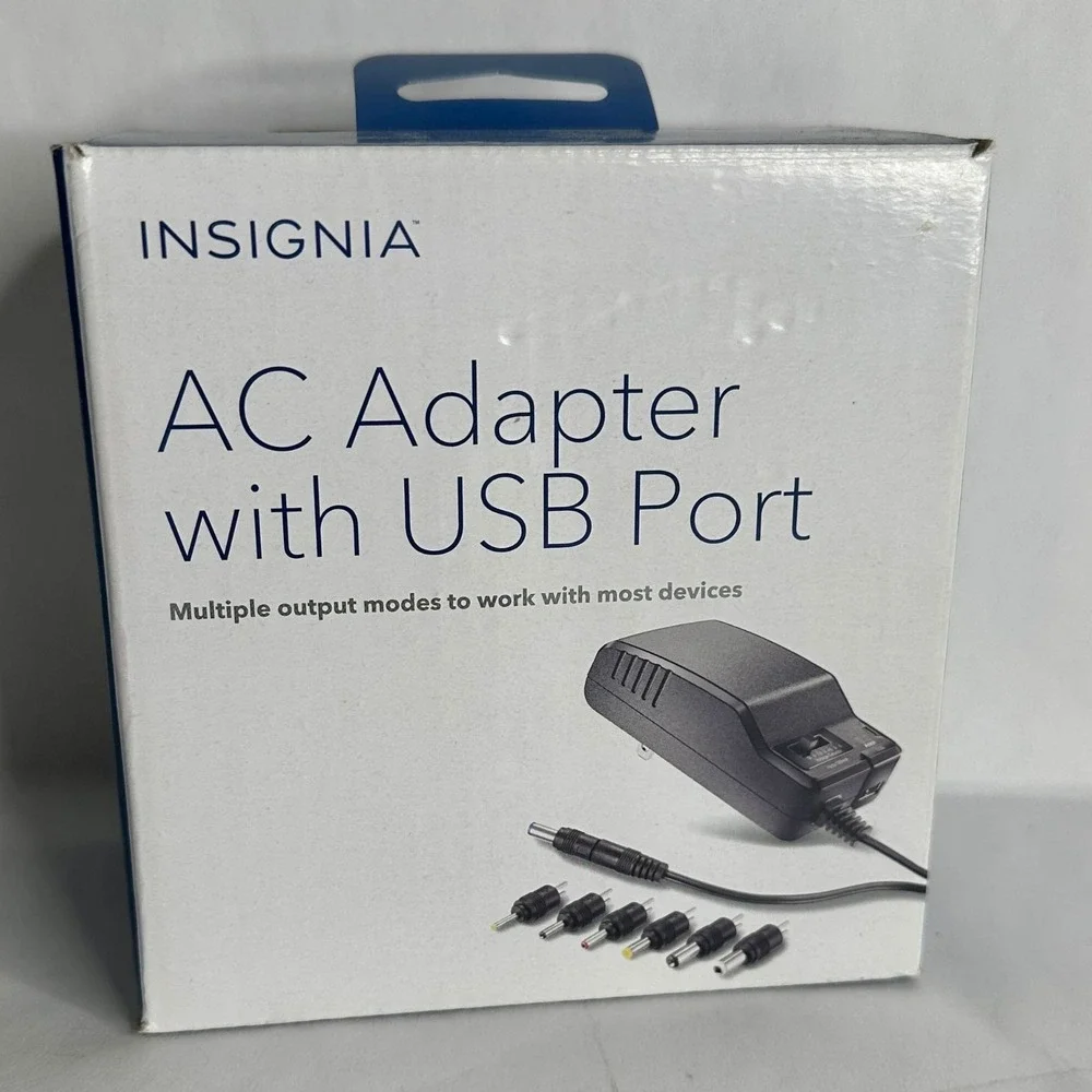 Insignia Universal AC Adapter Black With USB Port Multiple Output Modes New